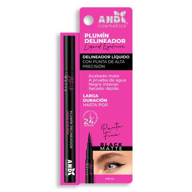 Plumín Delineador Negro Mate | Liquid Eyeliner | AND Cosmetics