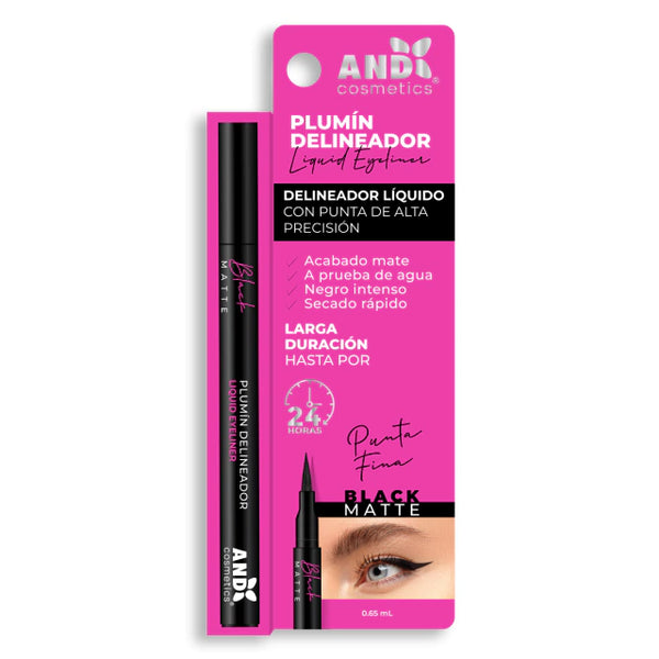 Plumín Delineador Negro Mate | Liquid Eyeliner | AND Cosmetics
