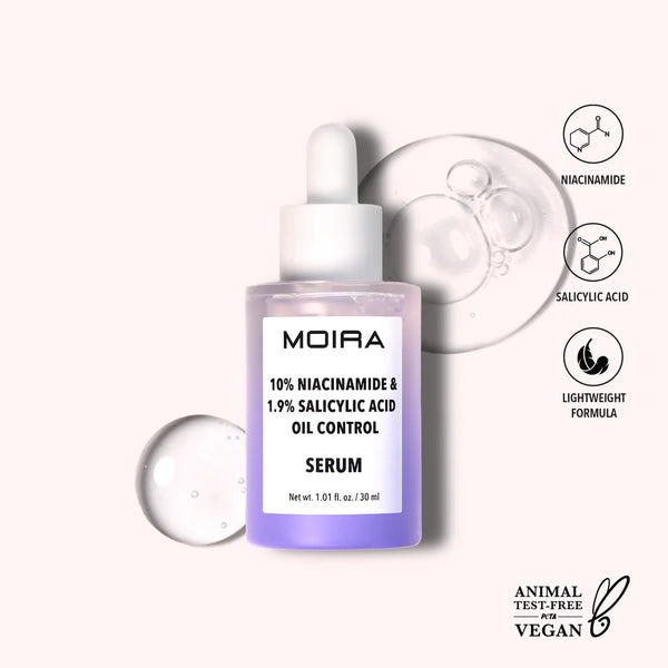 Suero de Control Grasa con 10% de Niacinamida y 1.9 % de Ácido Salicílico | 10% Niacinamide & 1.9% Salicylic Acid Oil Control Serum | Moira